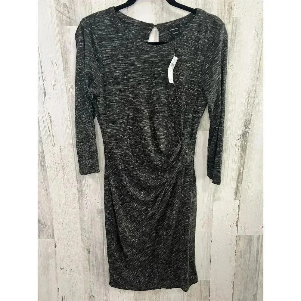 Ann Taylor‎ Women's Gray Sheath Dress 3/4 Sleeve Size Small
